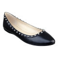 Fashion Dres Shoes Black Flats with Studs (Hcy02-1002)